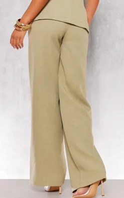 Best PrettyLittleThing Premium Tailored Woven High Waist Wide Leg Pants Sage