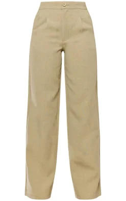 Best PrettyLittleThing Premium Tailored Woven High Waist Wide Leg Pants Sage