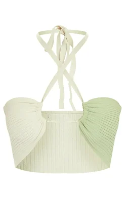 PrettyLittleThing Bralets*Rib Knit Contrast Panel Bandeau Top