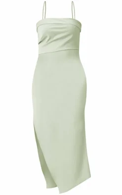 Satin Fold Over Detail Ruched Strappy Midi Dress-PrettyLittleThing Best