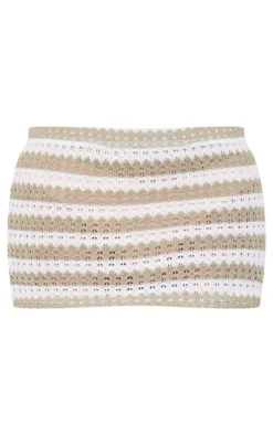 Sage Striped Textured Jersey Mini Skirt