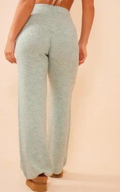 Online PrettyLittleThing Textured Knitted Pants Sage