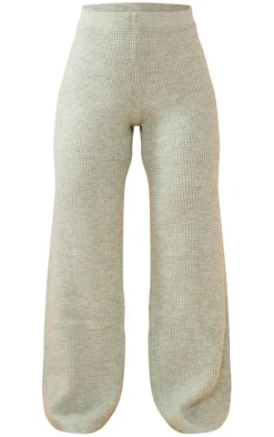 Online PrettyLittleThing Textured Knitted Pants Sage