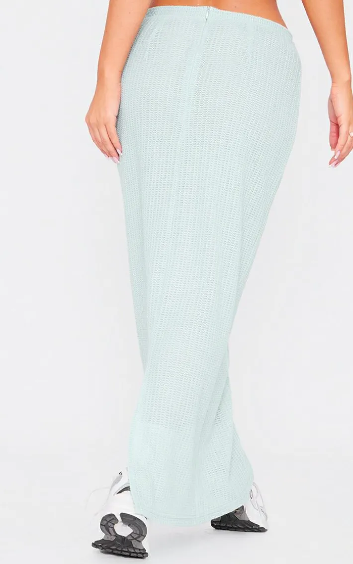 Sage Textured Rib Maxi Skirt