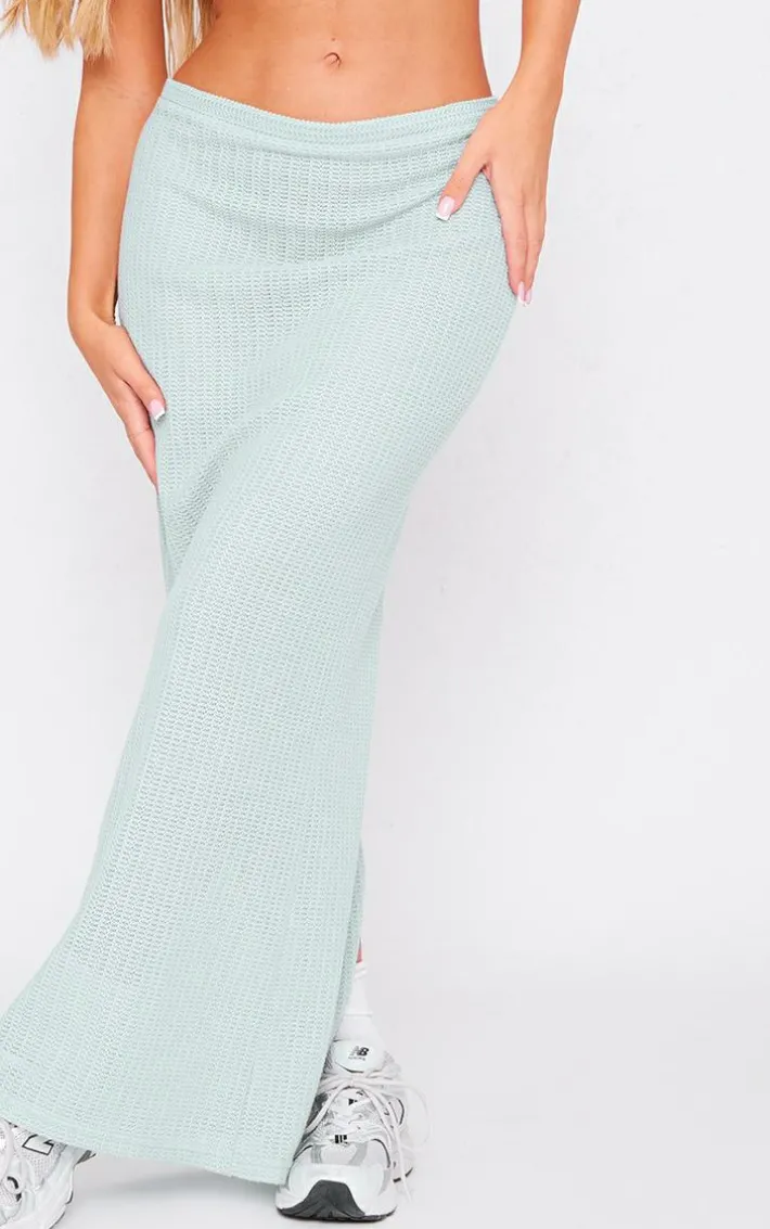 Sage Textured Rib Maxi Skirt
