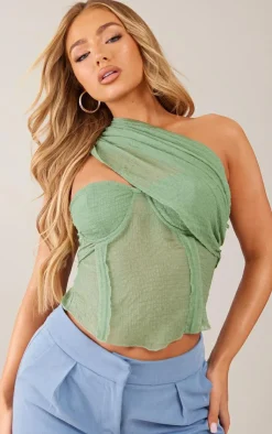 PrettyLittleThing Corsets*Textured Sheer Chiffon Drape Boned Corset
