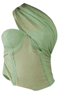 PrettyLittleThing Corsets*Textured Sheer Chiffon Drape Boned Corset