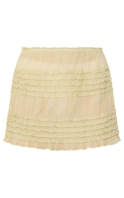 New PrettyLittleThing Textured Woven Low Rise Mini Skirt Sage