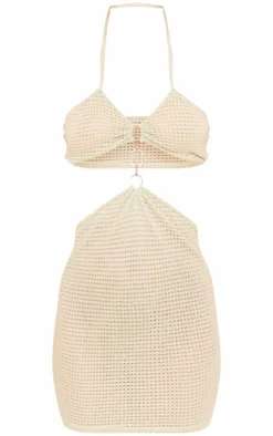 Waffle Texture Halterneck Mini Dress-PrettyLittleThing Sale