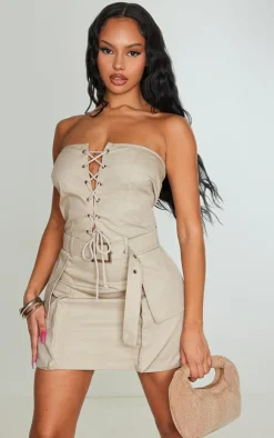Cargo Belted Wrap Lace Up Bodycon Dress-PrettyLittleThing Clearance