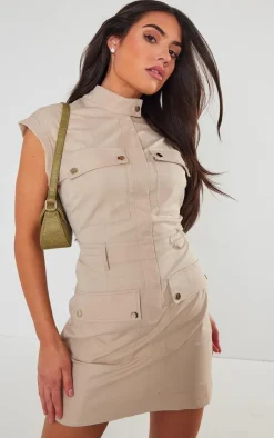 Cargo Sleeveless Pocket Detail Bodycon Dress-PrettyLittleThing Discount