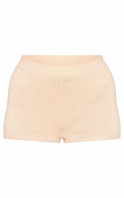 Clearance PrettyLittleThing Crochet Textured Knit Mini Shorts Sand