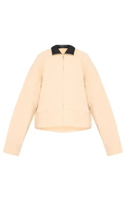 PrettyLittleThing Faux Leather Jackets*Faux Leather Collar Oversized Cotton Jacket