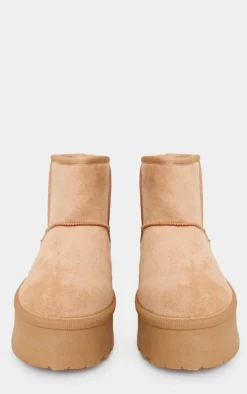 PrettyLittleThing Platforms*Faux Suede Cleated Ankle Platform Boots