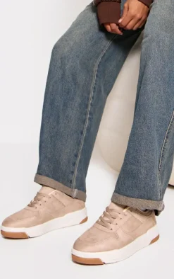 PrettyLittleThing Sneakers*Sand Faux Suede Panel Chunky Lace Up Sneakers