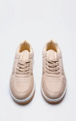 PrettyLittleThing Sneakers*Sand Faux Suede Panel Chunky Lace Up Sneakers
