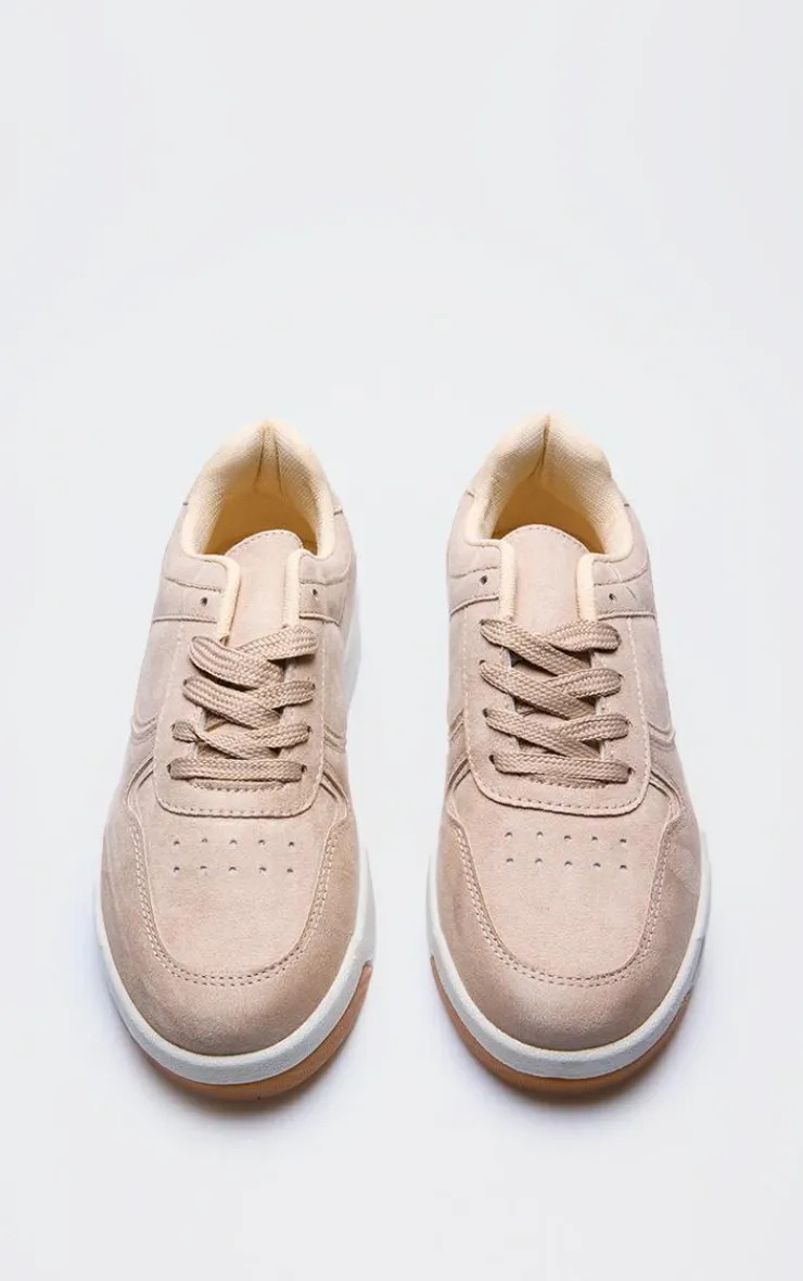 PrettyLittleThing Sneakers*Sand Faux Suede Panel Chunky Lace Up Sneakers