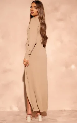 Outlet PrettyLittleThing Fine Knit Maxi Cardigan Sand