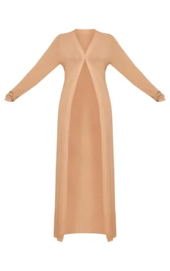 Outlet PrettyLittleThing Fine Knit Maxi Cardigan Sand