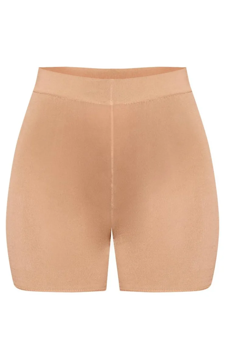 Clearance PrettyLittleThing Fine Knit Mini Hot Pants Sand
