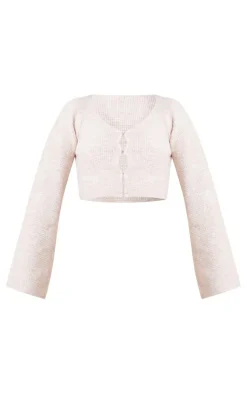 PrettyLittleThing Knitted Loungewear*Hook & Eye Tie Back Knitted Crop Sweater