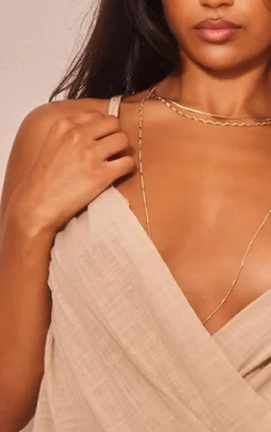PrettyLittleThing Camisole*Linen Look Cowl Drape Cami Long Top