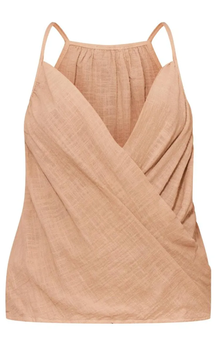PrettyLittleThing Camisole*Linen Look Cowl Drape Cami Long Top