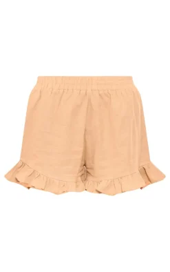 Best PrettyLittleThing Linen Look Floaty Frill Hem Shorts Sand