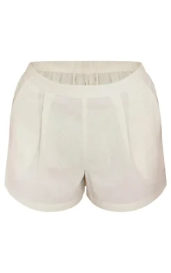 Sale PrettyLittleThing Linen Look Oversized Floaty Shorts Sand
