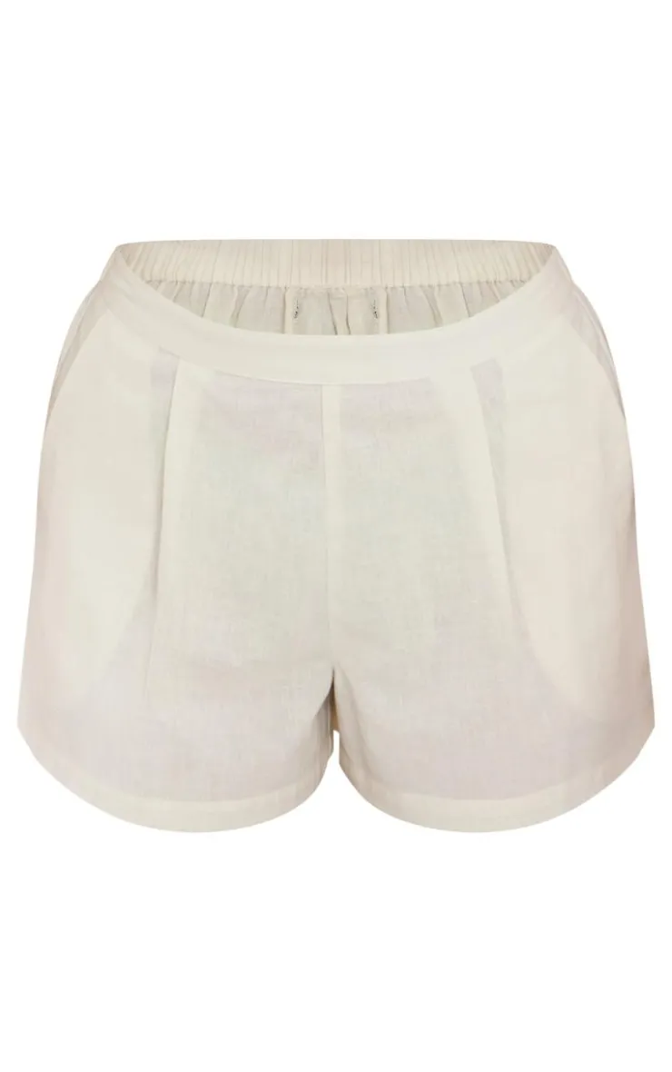 Sale PrettyLittleThing Linen Look Oversized Floaty Shorts Sand