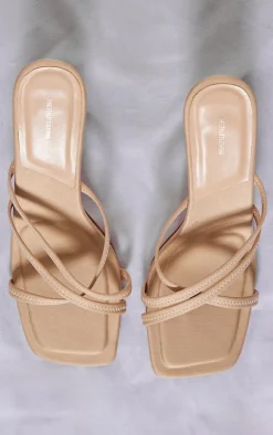 PrettyLittleThing Mules*Lycra Square Toe Cross Strap Heeled Mules