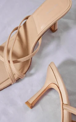 PrettyLittleThing Mules*Lycra Square Toe Cross Strap Heeled Mules