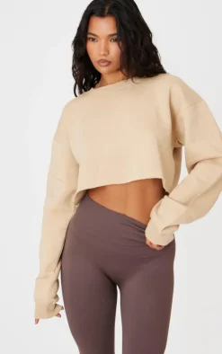 PrettyLittleThing Basic Tops*Oversized Fit Cropped Crewneck Sweatshirt