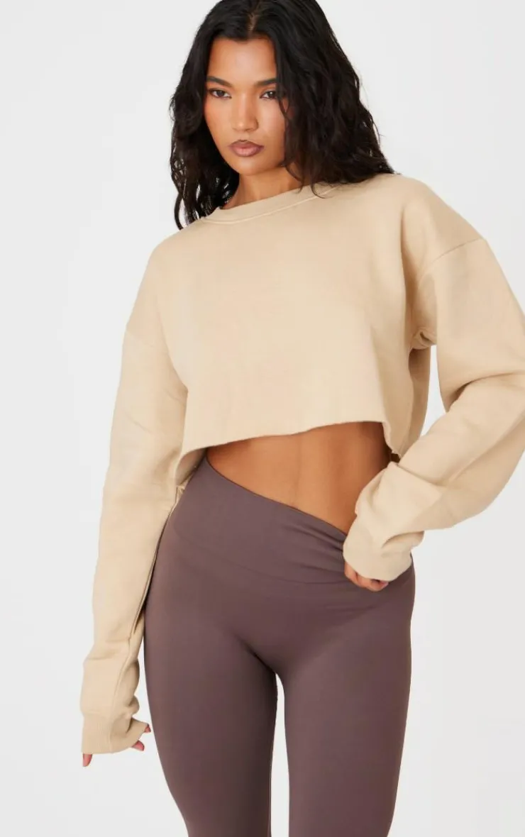 PrettyLittleThing Basic Tops*Oversized Fit Cropped Crewneck Sweatshirt