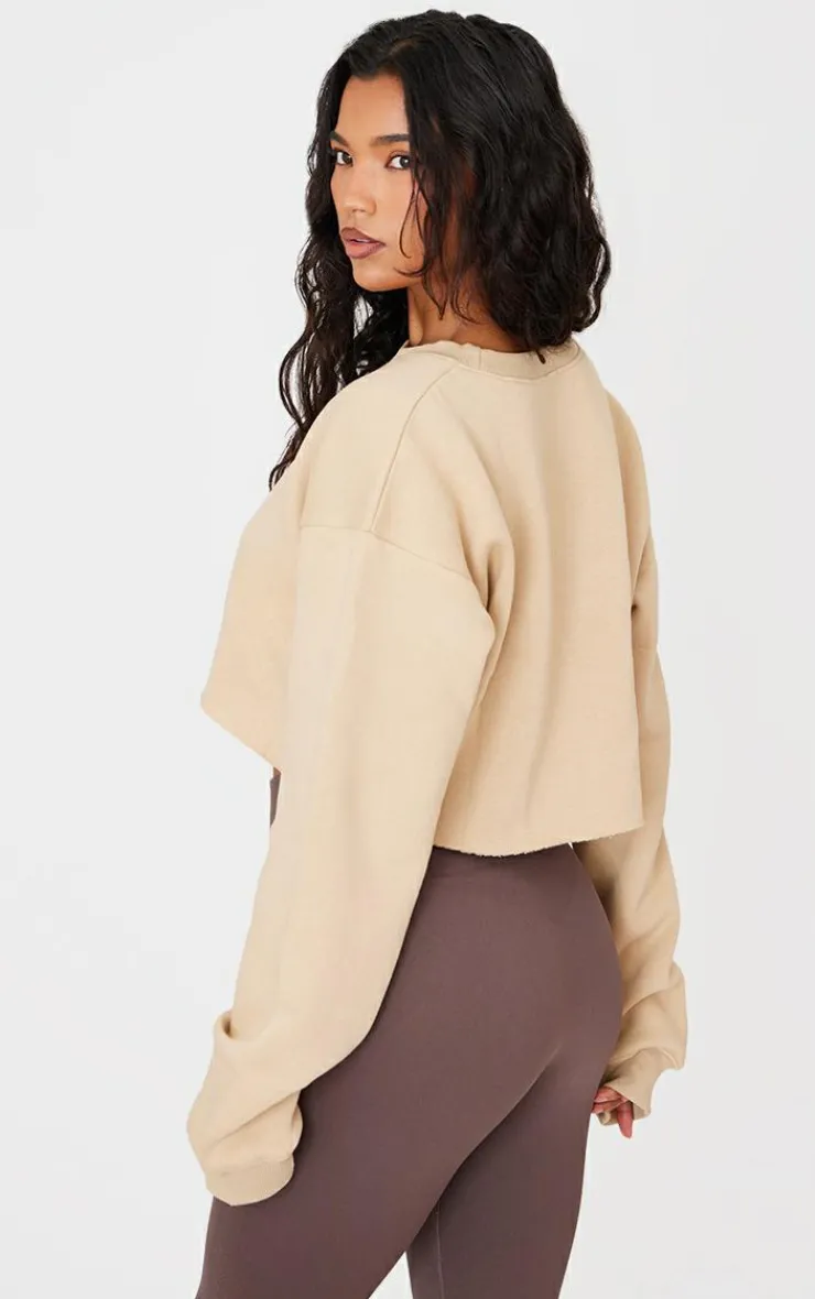 PrettyLittleThing Basic Tops*Oversized Fit Cropped Crewneck Sweatshirt