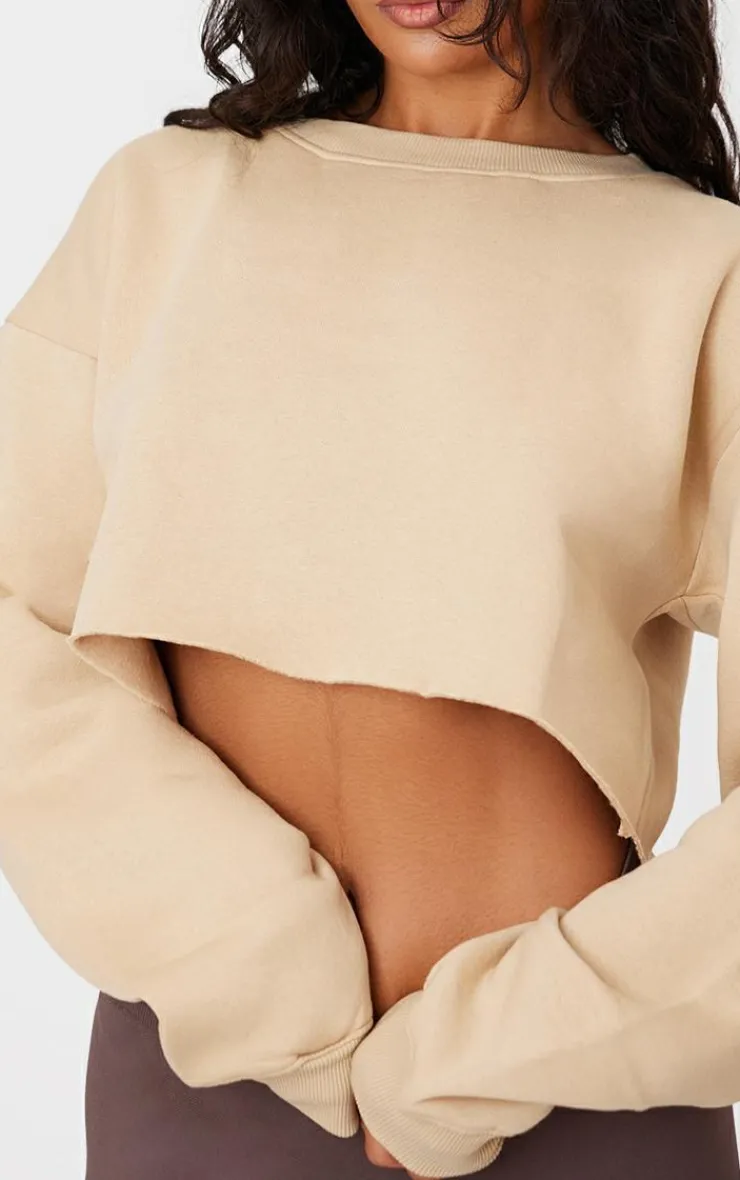 PrettyLittleThing Basic Tops*Oversized Fit Cropped Crewneck Sweatshirt