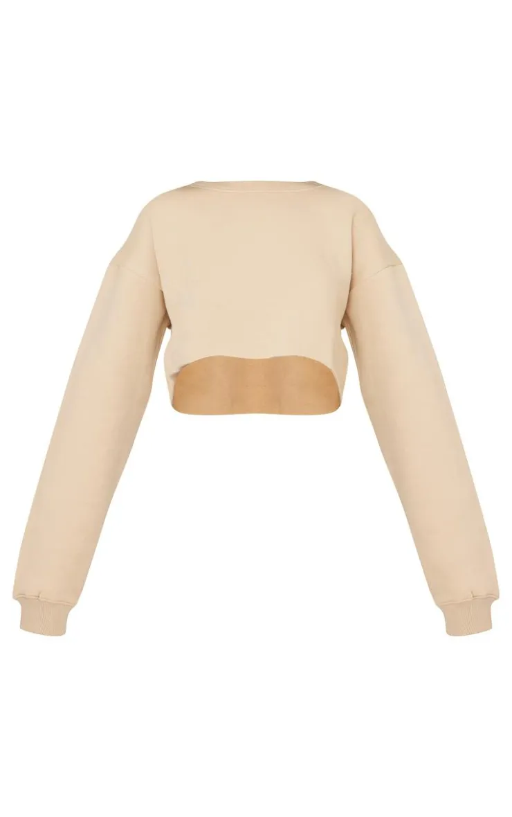 PrettyLittleThing Basic Tops*Oversized Fit Cropped Crewneck Sweatshirt