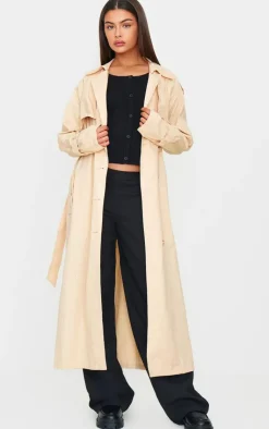 PrettyLittleThing Trench Coats*Panel Detail Belted Trench Coat