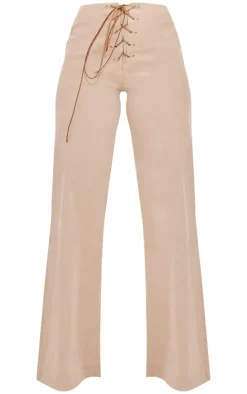Peach Skin Low Rise Lace Up Pants-PrettyLittleThing Hot