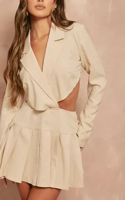 Pleated Cut Out Blazer Dress-PrettyLittleThing Sale