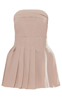 Tailored Bandeau Pleated Shift Dress-PrettyLittleThing Discount