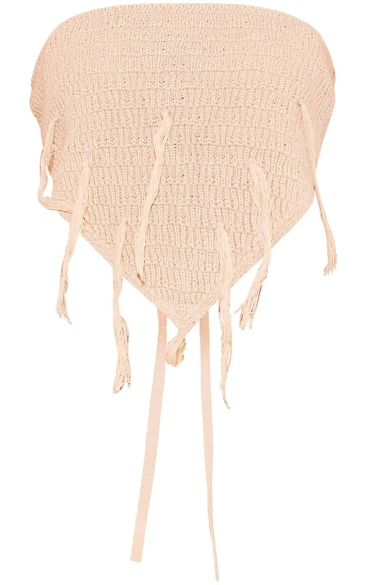 Sale PrettyLittleThing Textured Crochet Tie Back Bandeau Sand