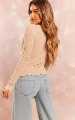 PrettyLittleThing Wrap Tops*Textured Sheer Extreme Open Tie Wrap Longline Top