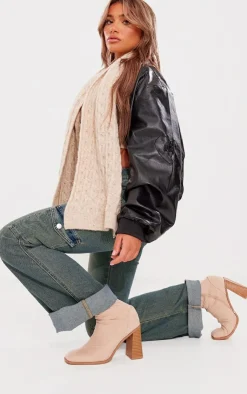 PrettyLittleThing Wide Fit Heels*Wide Fit Faux Suede Block Heeled Sock Ankle Boots