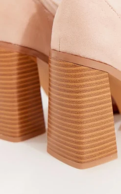 PrettyLittleThing Wide Fit Heels*Wide Fit Faux Suede Block Heeled Sock Ankle Boots