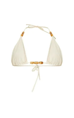 Sand Wooden Bead Triangle Bikini Top