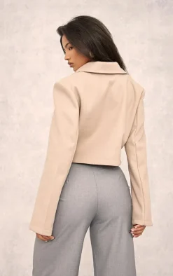 PrettyLittleThing Wool Coats*Wool Look Button Up Structured Crop Jacket