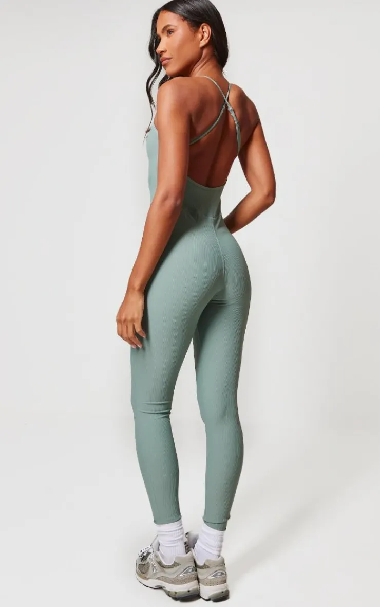 PrettyLittleThing Gym Wear*Active Rib Long Gym Unitard