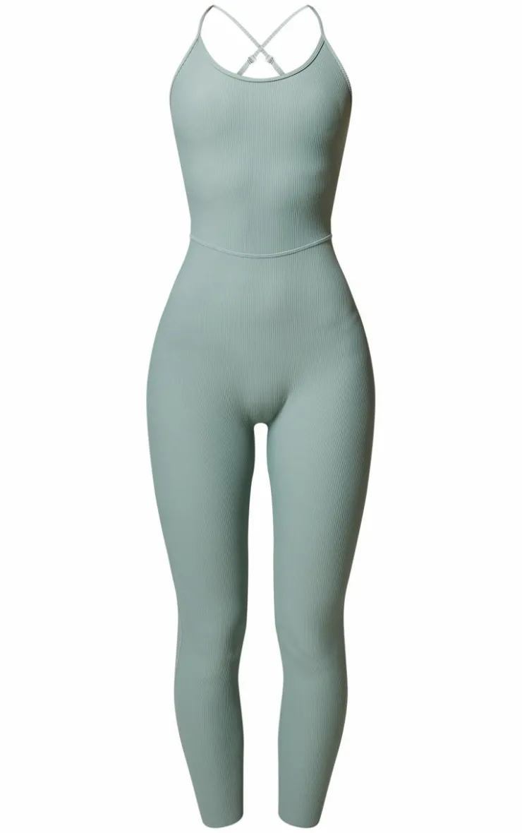 PrettyLittleThing Gym Wear*Active Rib Long Gym Unitard
