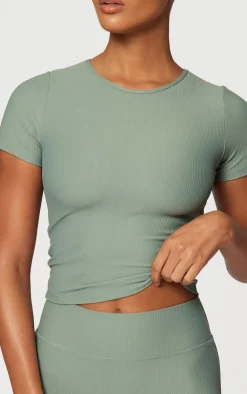 PrettyLittleThing Workout Tops*Active Rib Short Sleeve Gym Top